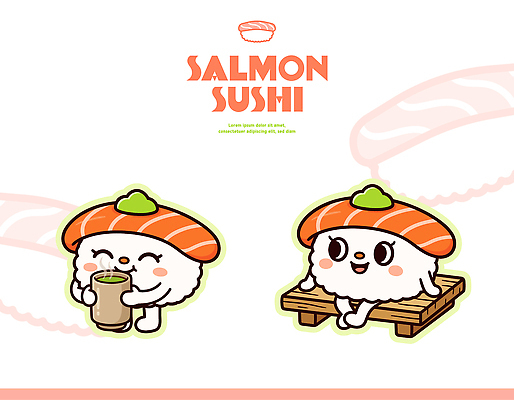 나무 캐릭터 디자인 문화 음료 음식 의자 일러스트 디저트 요리 웃음 귀여움 식사 초밥 즐거움 연어초밥 일본음식 일러캐릭터 AI파일 식물 감정 가구 컨셉 표정 연어 파일형식 벡터