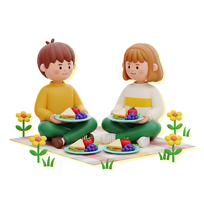 PSD 편집이미지 접시 꽃 음식 과일 앉기 잔디 초원 두명 일상 소풍 케이크 봄 먹기 즐거움 도시락 나누기 편집3D 식물 식기 계절 감정 모션 디저트 사람 라이프 야외활동 3D 파일형식