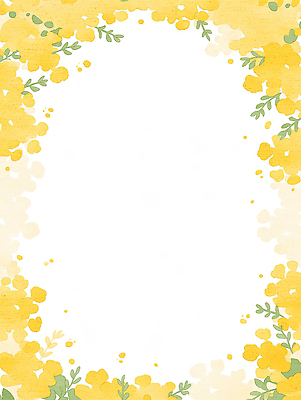 JPG 식물 디자인 꽃 종이 백그라운드 일러스트 자연 수채화 프레임 그래픽 장식 노란색 개나리 오브젝트 문서 테마 국내일러스트 AI일러스트 AI콘텐츠 컬러 생태계 파일형식