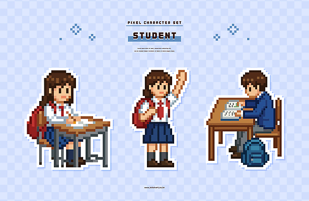 캐릭터 학생 디자인 교육 교복 가방 일러스트 교실 한국 초등학교 그래픽 학습 세트 손들기 질문 책상 즐거움 그림 픽셀 국내일러스트 AI파일 잡화 옷 감정 아시아 가구 학교 모션 파일형식 벡터