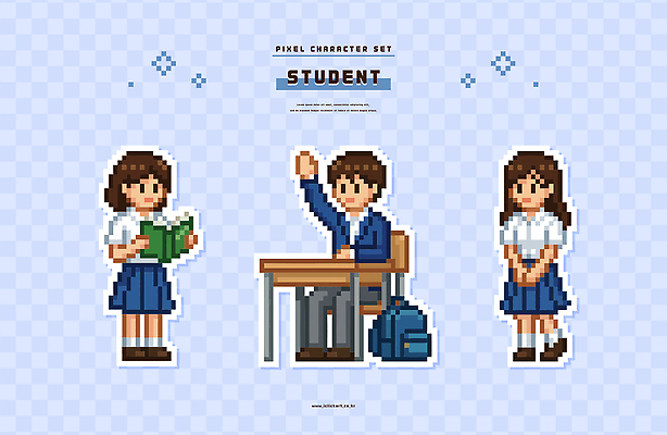 학생 여학생 교복 남학생 가방 일러스트 교실 학교 모션 수업 웃음 책 친구 학습 손들기 시간 집중 읽기 소통 픽셀 국내일러스트 AI파일 잡화 옷 여자 교육 남자 컨셉 관계 표정 파일형식 벡터