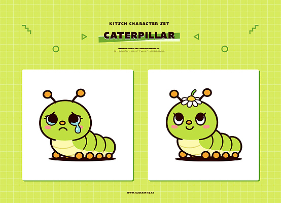 캐릭터 디자인 꽃 감정 어린이 일러스트 자연 생물 그래픽 초록색 표현 애벌레 일러캐릭터 AI파일 식물 컬러 사람 벌레 생태계 파일형식 벡터