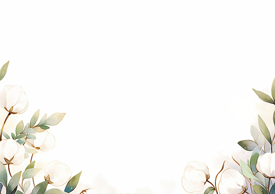 JPG 식물 디자인 꽃 예술 백그라운드 잎 무늬 일러스트 자연 프레임 장식 초록색 여름 정원 흰색 배열 단순화된 목화꽃 뷰티풀 카피스페이스 국내일러스트 AI일러스트 AI콘텐츠 계절 컬러 공백 생태계 파일형식