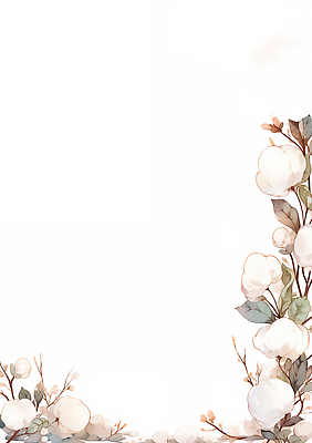 JPG 모양 식물 디자인 꽃 예술 백그라운드 잎 일러스트 자연 프레임 따뜻함 장식 흰색 모서리 그림 부드러움 솜털 조화 목화꽃 카피스페이스 국내일러스트 AI일러스트 AI콘텐츠 컬러 공백 감각 생태계 파일형식