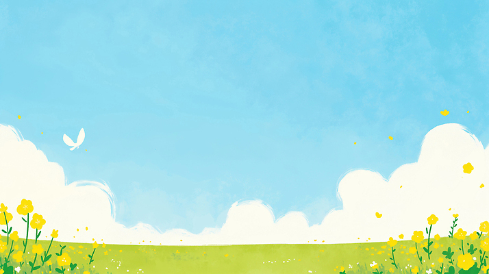 JPG 식물 꽃 나비 백그라운드 꽃밭 일러스트 자연 하늘 생명 날씨 풍경 초원 여름 봄 시골 땅 생태계 카피스페이스 국내일러스트 AI일러스트 AI콘텐츠 계절 곤충 공백 파일형식