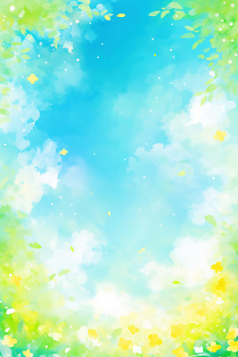 JPG 디자인 꽃잎 꽃 감정 여유 컬러 백그라운드 일러스트 자연 하늘 밝음 파란색 노란색 평화 봄 화사함 조화 카피스페이스 국내일러스트 AI일러스트 AI콘텐츠 식물 계절 컨셉 공백 생태계 파일형식