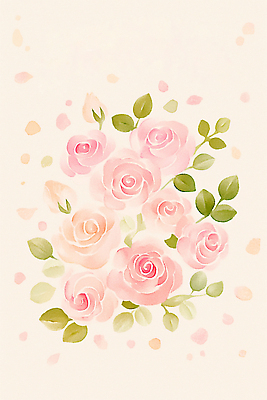 JPG 식물 디자인 꽃잎 꽃 예술 상징 분홍색 백그라운드 잎 일러스트 자연 수채화 장식 장미 봄 원형 그림 화사함 뷰티풀 스타일 국내일러스트 AI일러스트 AI콘텐츠 도형 계절 컬러 컨셉 생태계 파일형식