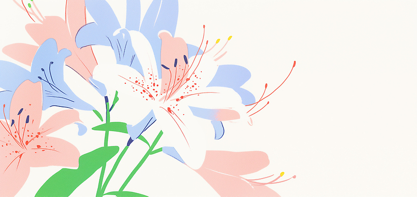 JPG 모양 식물 디자인 꽃 예술 선 컬러 백그라운드 일러스트 자연 생명 밝음 장식 여름 정원 꽃병 백합 향기 화사함 조화 뷰티풀 국내일러스트 AI일러스트 AI콘텐츠 계절 컨셉 생태계 냄새 파일형식