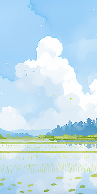 JPG 나무 하늘색 농업 일러스트 자연 하늘 날씨 산 논 밝음 풍경 초원 물 여름 평화 봄풍경 공간 땅 생태계 비늘 논밭 국내일러스트 AI일러스트 AI콘텐츠 자연요소 식물 계절 산업 컨셉 밭 파란색 봄 파일형식