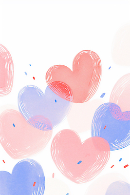 JPG 모양 디자인 감정 예술 컬러 백그라운드 일러스트 회화 사랑 여러개 다양 흰색 하트 표현 장면 소통 디지털아트 국내일러스트 AI일러스트 AI콘텐츠 다수 컨셉 말하기 파일형식