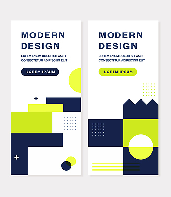 모양 템플릿 디자인 배너템플릿 포스터 세로배너 컬러 패턴 아이디어 그래픽 파란색 노란색 흰색 모던 기하학 구성 나란히 배너세트 AI파일 배너 컨셉 무늬 세로 세트 파일형식 벡터