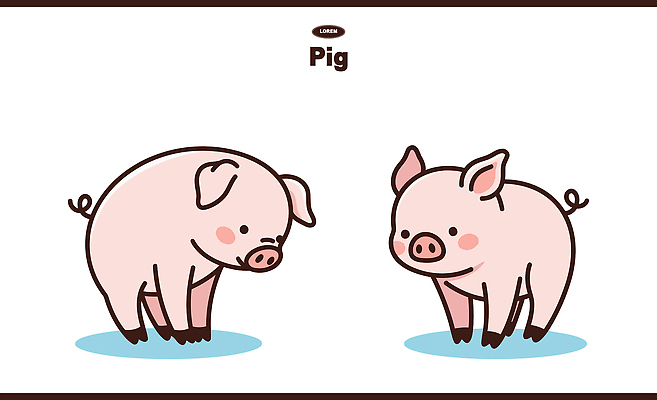 동물 캐릭터 디자인 응시 어린이 분홍색 일러스트 그래픽 친구 귀여움 돼지 만화 그림 돼지캐릭터 벡터 일러캐릭터 AI파일 시선 컬러 동물캐릭터 컨셉 포유류 관계 사람 파일형식