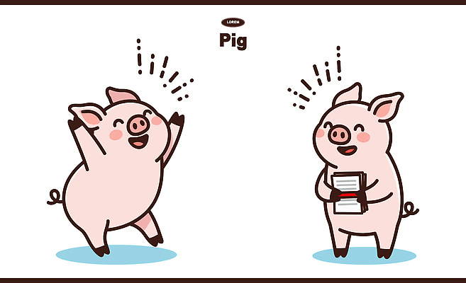 캐릭터 손 두마리 일러스트 모션 친구 귀여움 기쁨 표현 돼지 토론 즐거움 그림 문서 돼지캐릭터 긍정적 일러캐릭터 AI파일 감정 동물캐릭터 컨셉 2 포유류 관계 신체부위 파일형식 벡터