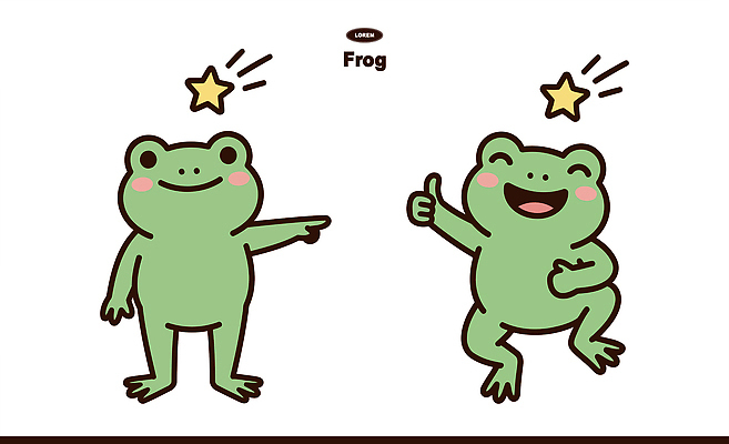 동물 캐릭터 감정 일러스트 손가락 표정 개구리 웃음 손짓 친구 귀여움 엄지손가락 즐거움 긍정 개구리캐릭터 일러캐릭터 AI파일 손 동물캐릭터 컨셉 관계 모션 양서류 파일형식 벡터