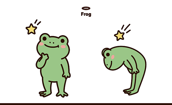 동물 캐릭터 감정 별 생각 일러스트 모션 상상 개구리 서기 웃음 초록색 친구 반려동물 표현 즐거움 개구리캐릭터 나란히 일러캐릭터 AI파일 자연요소 컬러 동물캐릭터 관계 표정 양서류 파일형식 벡터