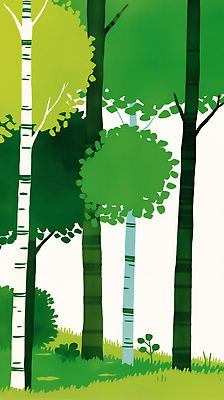 JPG 모양 나무 식물 줄기 컬러 잎 일러스트 자연 풍경 초록색 환경 흰색 숲속 숲 크기 생태계 숲길 국내일러스트 AI일러스트 AI콘텐츠 길 파일형식