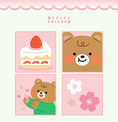 캐릭터 디자인 꽃 컬러 일러스트 곰 놀이 딸기 디저트 사람 친구 귀여움 케이크 디지털 사각형 봄 이미지 국내일러스트 AI파일 도형 식물 동물 계절 음식 컨셉 과일 포유류 관계 파일형식 벡터