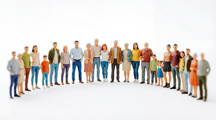 JPG 편집이미지 여자 노년 남자 가족 청소년 스튜디오 여러명 성인 미니어처 다양 그룹 화합 세대 공동체 인구 편집실사 AI포토 AI콘텐츠 다수 관계 사람 모형 CG 파일형식