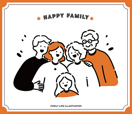 행복 어린이 라인일러스트 일러스트 가족 포옹 어깨동무 함께함 따뜻함 사랑 미소 웃음 부모 화목 다정 그림 조부모 유대감 국내일러스트 AI파일 감정 포즈 컨셉 관계 안기 표정 사람 파일형식 벡터