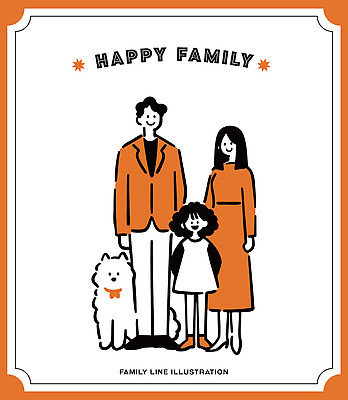 동물 딸 행복 어린이 라인일러스트 일러스트 가정 가족 엄마 함께함 웃음 사람 성인 세명 그리기 아빠 강아지 그림 단순화된 디지털아트 스타일 국내일러스트 AI파일 감정 컨셉 관계 모션 표정 반려동물 개 파일형식 벡터