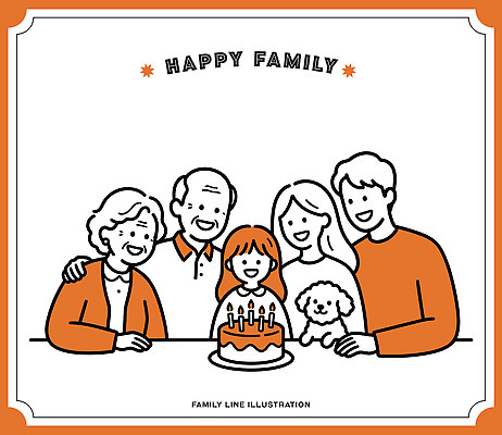 할아버지 행복 할머니 어린이 라인일러스트 일러스트 촛불 가족 함께함 미소 웃음 부모 케이크 기쁨 모임 축하 생일 강아지 생일케이크 즐거움 세대 국내일러스트 AI파일 여자 기념일 노년 남자 감정 컨셉 초 관계 디저트 표정 사람 반려동물 개 파일형식 벡터