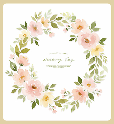 PSD 디자인 꽃 화초 예술 분홍색 잎 일러스트 자연 결혼식 수채화 장식 캐주얼 장미 노란색 분위기 그림 청첩장 초대장 뷰티풀 테마 국내일러스트 식물 옷 컬러 결혼 컨셉 카드_감사 생태계 파일형식