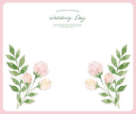 PSD 디자인 기념일 꽃 컬러 결혼 백그라운드 잎 일러스트 결혼식 수채화 장식 장미 그림 청첩장 국내일러스트 식물 카드_감사 이벤트 파일형식