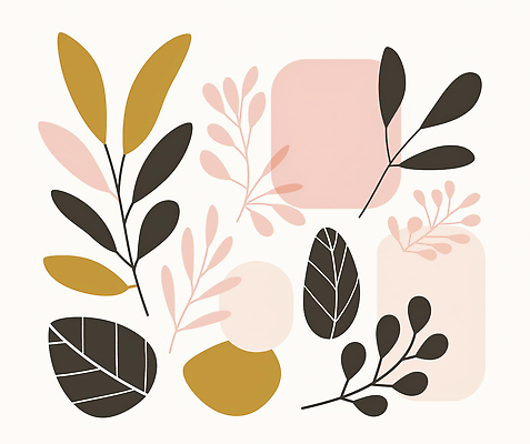도형 식물 컬러 무늬 생태계 파일형식 AI콘텐츠 디자인 모양 추상 자연 기하학 갈색 잎 장식 벡터 그래픽 백그라운드 원형 선 JPG 국내일러스트 일러스트 분홍색 AI일러스트