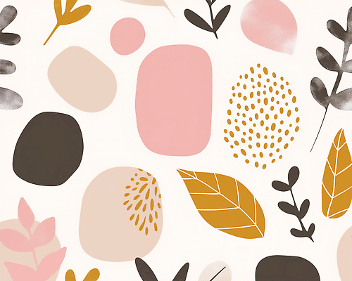 JPG 모양 식물 디자인 예술 분홍색 컬러 백그라운드 잎 패턴 일러스트 자연 추상 그래픽 장식 점 심플 부드러움 기하학 창작 국내일러스트 AI일러스트 AI콘텐츠 무늬 감각 생태계 파일형식