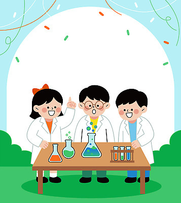 직업 어린이 과학 일러스트 모션 자연 놀이 탁자 실험 웃음 친구 학습 화학 실험실 플라스크 즐거움 비커 발견 창의력 국내일러스트 AI파일 교육 감정 가구 관계 표정 실험기구 사람 생태계 파일형식 벡터