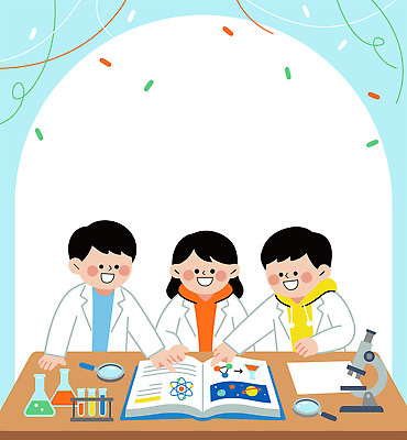 학생 어린이 과학 포즈 일러스트 교실 모션 협력 실험기구 실험 책 친구 학습 모임 교양 도구 실험실 그림 발견 자연과학 국내일러스트 AI파일 교육 학교 관계 사람 파일형식 벡터