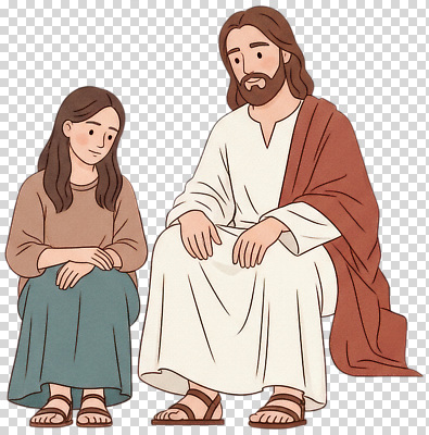 편집이미지 응시 여자 남자 관계 이야기 대화 사랑 사람 앉기 믿음 예수 조용 PNG 교훈 시선 감정 모션 말하기 신 파일형식 종교