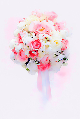 JPG 식물 디자인 기념일 꽃 리본 분홍색 꽃다발 일러스트 자연 결혼식 장식 장미 화환 봄 전시 흰색 축하 화려 꽃집 오브젝트 뷰티풀 생화 국내일러스트 AI일러스트 AI콘텐츠 계절 컬러 결혼 컨셉 이벤트 상점 생태계 파일형식