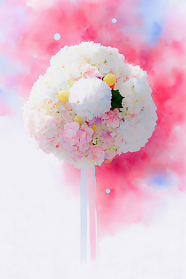 JPG 디자인 꽃잎 꽃 예술 분홍색 컬러 꽃다발 백그라운드 일러스트 자연 장식 축제 물감 봄 흰색 화려 꽃집 수국 조화 뷰티풀 국내일러스트 AI일러스트 AI콘텐츠 식물 계절 컨셉 상점 미술도구 생태계 파일형식