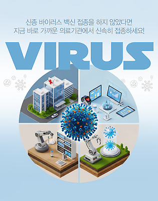 PSD 편집이미지 안내 기술 건강 치료 자료 정보 보호 로봇 예방 백신 신종바이러스 의료기관 전염병 접종 중요성 이미지편집 컨셉 의학 바이러스 질병 파일형식