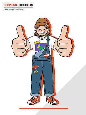 손 감정 표정 감각 파일형식 벡터 캐릭터 쇼핑 양손 최고 표현 백그라운드 옷 편안함 긍정적 상징 아이템 디자인 모션 미소 컬러 국내일러스트 일러스트 AI파일