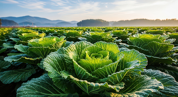 주간 식물 산업 농업 채소 태양 CG 생태계 파일형식 AI콘텐츠 양배추 밭 농작물 아침 햇빛 풍경 산 나무 자연 성장 농장 환경 편집이미지 봄동 JPG AI포토 편집실사
