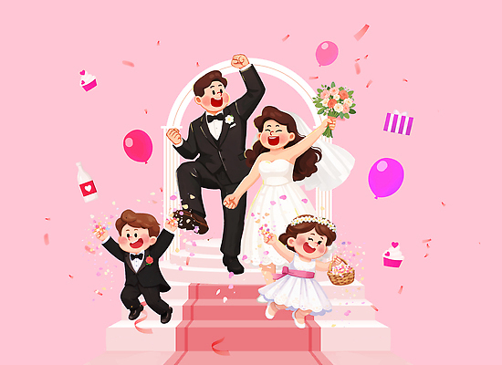 식물 감정 컬러 결혼 컨셉 관계 디저트 이벤트 파일형식 화동 결혼식 신랑 축하 기쁨 분홍색 꽃 풍선 케이크 행복 즐거움 가족 축제 사랑 기념일 전통 옷 PSD 국내일러스트 일러스트 프로모션