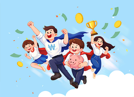 감정 컨셉 돈 사람 이벤트 금융 경제 저축 상_우승 파일형식 어린이 자산관리 트로피 기쁨 교육 협력 동전 저금통 노력 성공 표정 모션 즐거움 재산 꿈 성장 PSD 국내일러스트 일러스트 프로모션