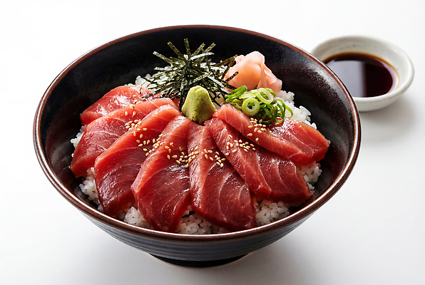 JPG 편집이미지 식탁 밥 요리 고추냉이 참치 해산물 덮밥 간장 생강 일본음식 편집실사 AI포토 AI콘텐츠 마구로동 음식 채소 탁자 어류 양념 CG 파일형식