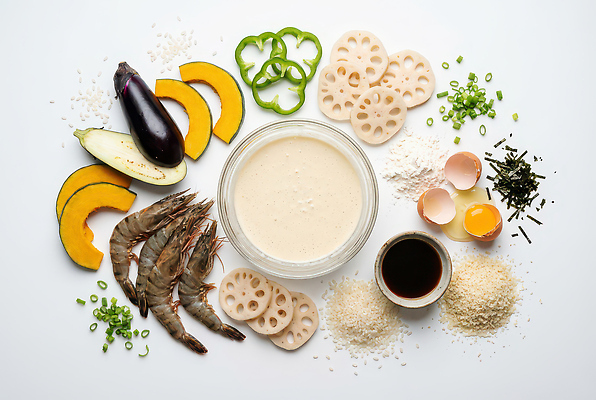 JPG 편집이미지 채소 재료 호박 새우 요리 계란 식사 간장 연근 밀가루반죽 빵가루 텐동 편집실사 AI포토 AI콘텐츠 갑각류 알 양념 CG 덮밥 반죽 일본음식 파일형식