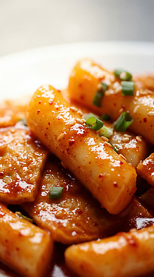 JPG 편집이미지 접시 한식 음식 재료 반찬 요리 흰색 양념 떡볶이 매움 파 대파 편집실사 AI포토 AI콘텐츠 식기 컬러 채소 맛 분식 CG 파일형식