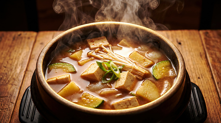 JPG 편집이미지 한식 채소 재료 식탁 양파 요리 주방 식사 맛 수증기 찌개 된장찌개 두부 국물 끓이기 멸치 편집실사 AI포토 AI콘텐츠 음식 컨셉 모션 탁자 어류 CG 파일형식