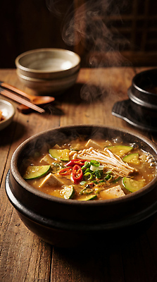 JPG 편집이미지 그릇 식기 한식 채소 재료 고추 탁자 요리 식사 뜨거움 양념 수증기 된장찌개 국수 편집실사 AI포토 AI콘텐츠 음식 가구 면류 찌개 CG 파일형식