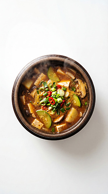 JPG 편집이미지 한식 채소 재료 요리 식사 뜨거움 고명 맛 김 된장찌개 국 국물 건강식 편집실사 AI포토 AI콘텐츠 음식 컨셉 해조류 찌개 CG 파일형식