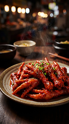 JPG 편집이미지 접시 한식 음식 디저트 요리 레스토랑 식사 저녁 수증기 매움 레시피 매운닭발 편집실사 AI포토 AI콘텐츠 식기 식당 맛 야간 CG 닭발 파일형식