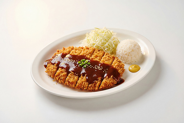 JPG 편집이미지 접시 음식 밥 육류 요리 식당 레스토랑 식사 돈가스 저녁 머스터드 양배추 점심 편집실사 AI포토 AI콘텐츠 식기 채소 식재료 상점 소스_음식 커틀릿 야간 CG 파일형식