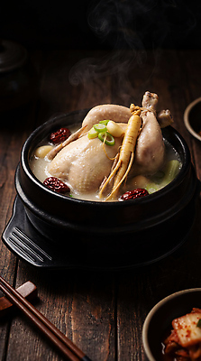 JPG 나무 편집이미지 전통 한식 탁자 반찬 요리 식사 닭 뜨거움 인삼 저녁 안주 대추 레시피 국물 삼계탕 편집실사 AI포토 AI콘텐츠 식물 음식 가구 조류 삼 야간 CG 보양식 파일형식