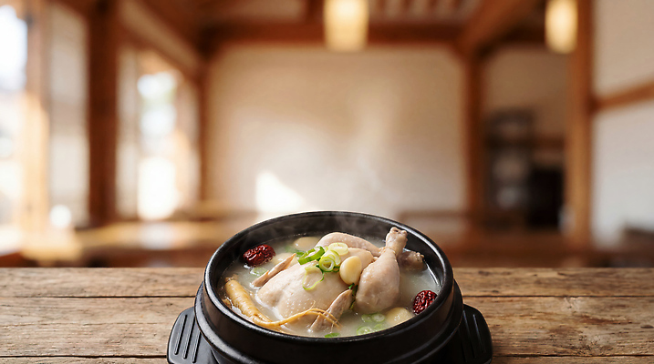 JPG 편집이미지 한식 음식 탁자 한국 건강 요리 식당 식사 전통음식 맛 삼계탕 육수 편집실사 AI포토 AI콘텐츠 전통 아시아 가구 컨셉 상점 CG 보양식 파일형식