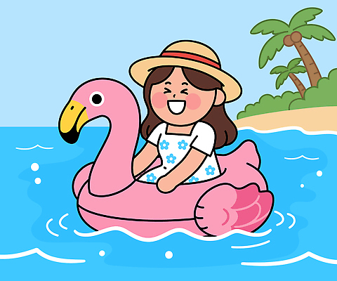 나무 계절 여자 감정 어린이 바다 컬러 관계 놀이 조류 레저 휴가 표정 태양 수상스포츠 파일형식 벡터 여름 소녀 분홍색 플라밍고 튜브 수영 해변 야자수 햇빛 물놀이 즐거움 출산 해수욕 웃음 친구 캠핑 놀이기구 국내일러스트 AI파일 일러스트 바캉스